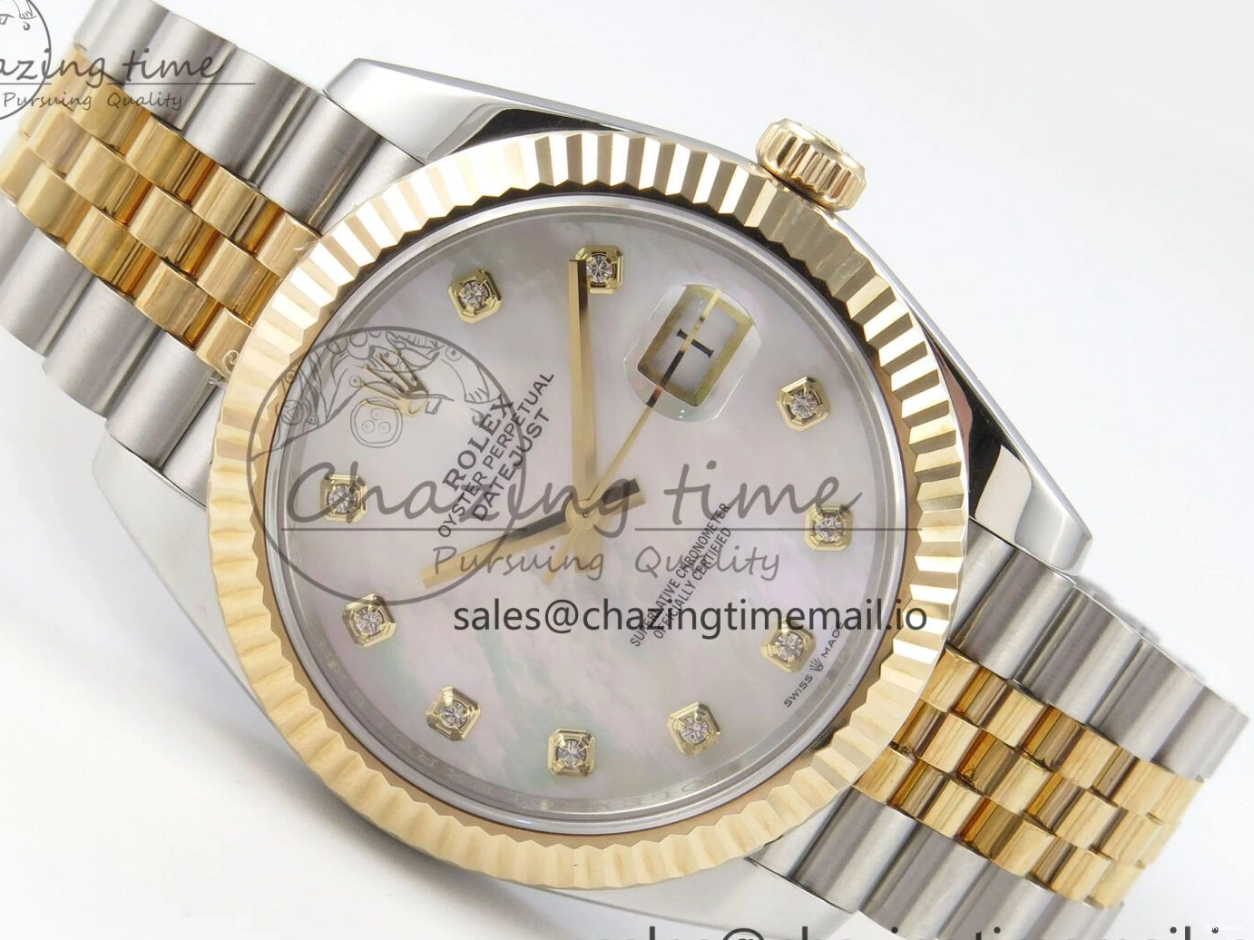 on Edition MOP DateJust White SS 41mm SS Bracelet Jubilee YG Dial Best 126333 3EF YG Diamond SA3235 1:1 0416